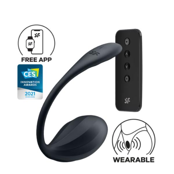 Close-up of the Satisfyer Ribbed Petal Black, showing its textured ribbed design and petal shape for enhanced pleasure.