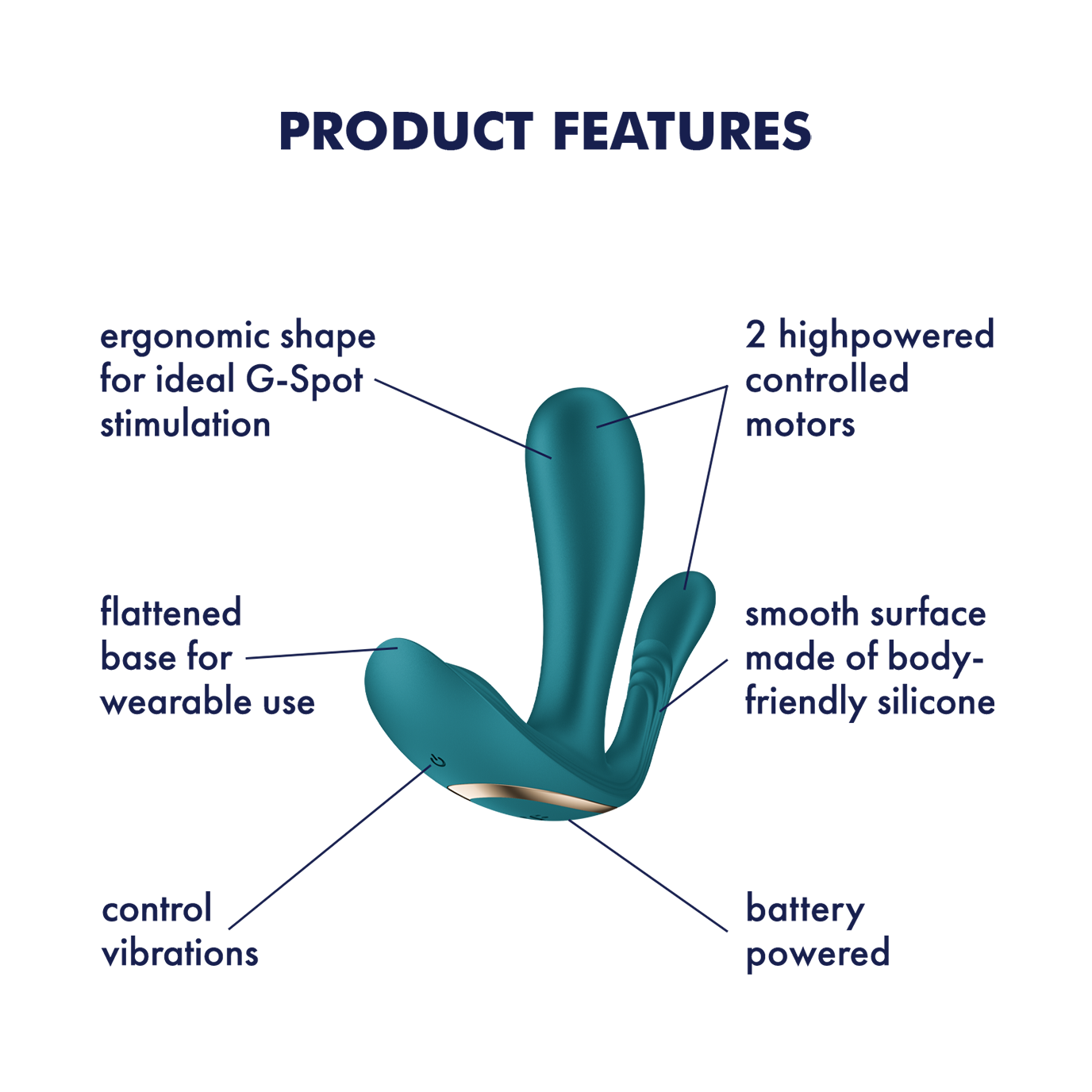 Satisfyer Top Secret+ replaceable battery green wearable vibrator with discreet design and adjustable features.