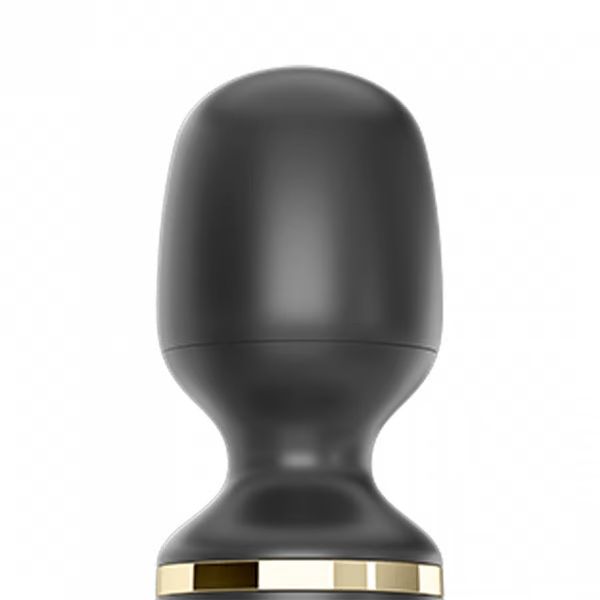 Black Satisfyer Wand-er Women vibrator with ergonomic handle and textured surface for targeted pleasure.