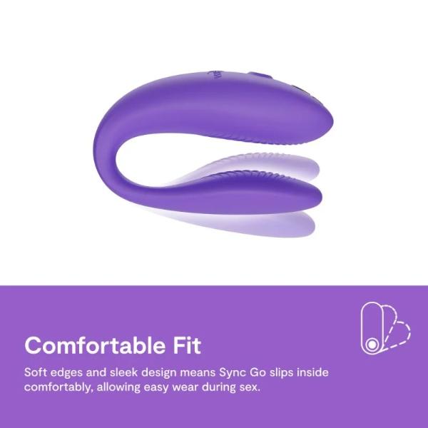 Purple We Vibe Sync Go couples vibrator with flexible dual-motor design and remote control for shared pleasure.