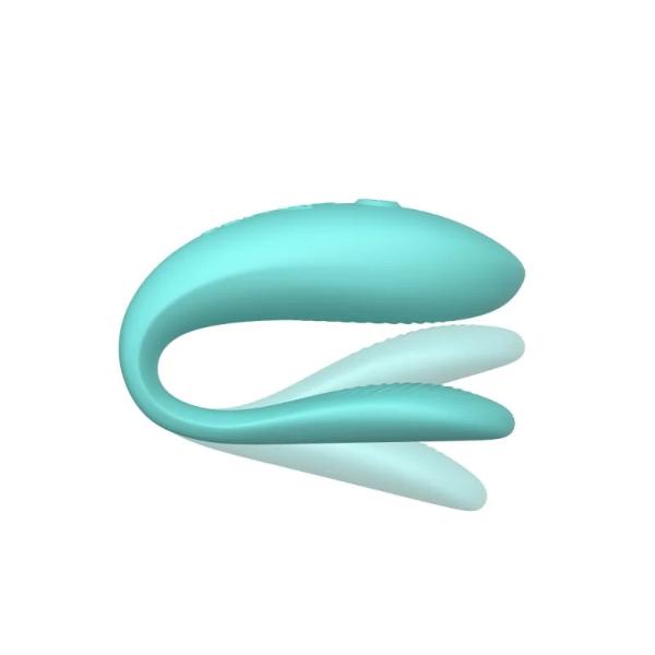 Luvland We Vibe Sync Lite personal massager with aqua-colored body, ergonomic design, and smooth surface for intimate use.