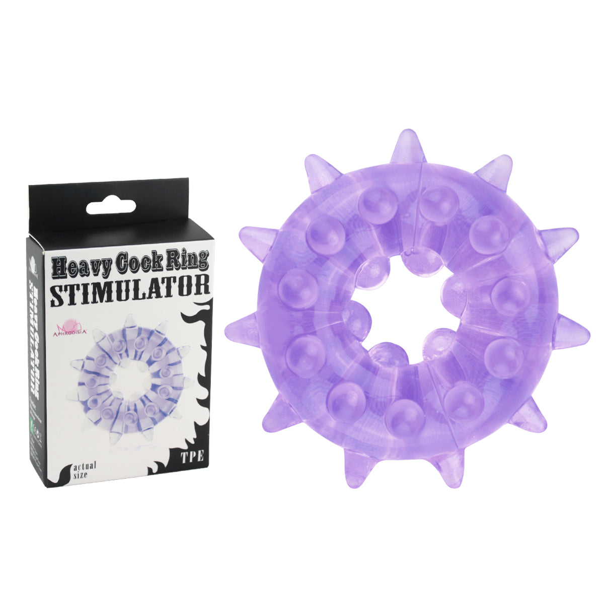 Purple and clear heavy cock ring stimulator by Luvland, featuring adjustable design for enhanced pleasure and secure fit.
