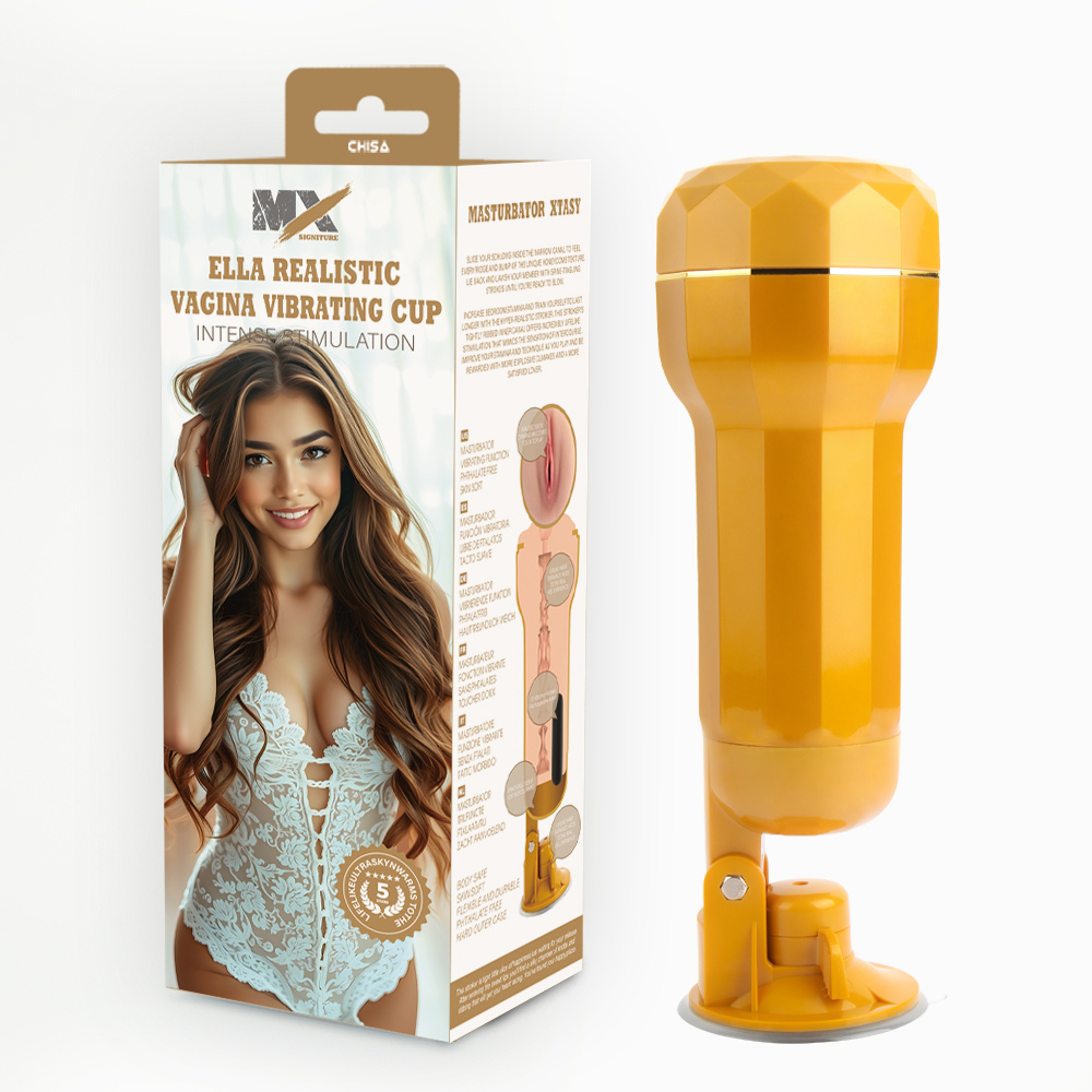 Chisa Mx Signature Ella realistic vagina cup with rechargeable feature, showcasing detailed, lifelike design and smooth silicone surface.