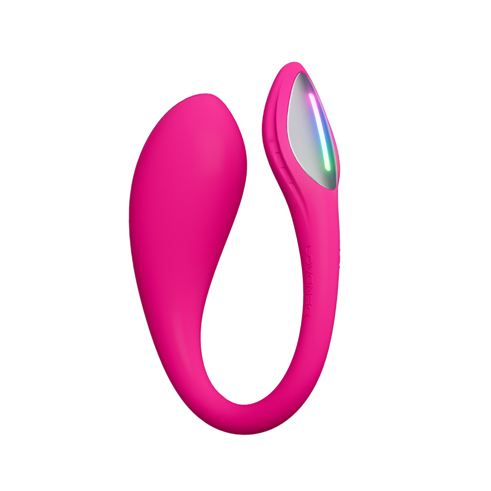 Lovense Lush Mini Bluetooth remote control vibrator shown in close-up, highlighting its sleek design and control buttons.