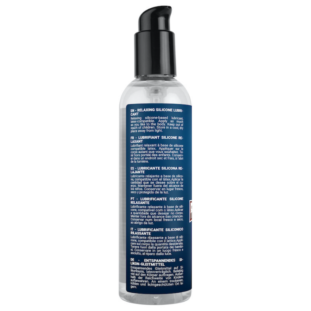 Luvland Fuck & Fist Silicone Relax 250ml bottle with pump dispenser, designed for soothing anal and fist relaxation.