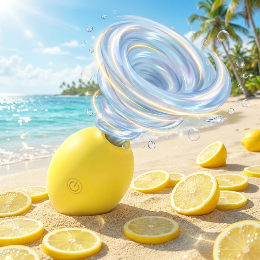 Luvland Lemon 10-function rechargeable yellow flashlight with multiple light modes and compact design.