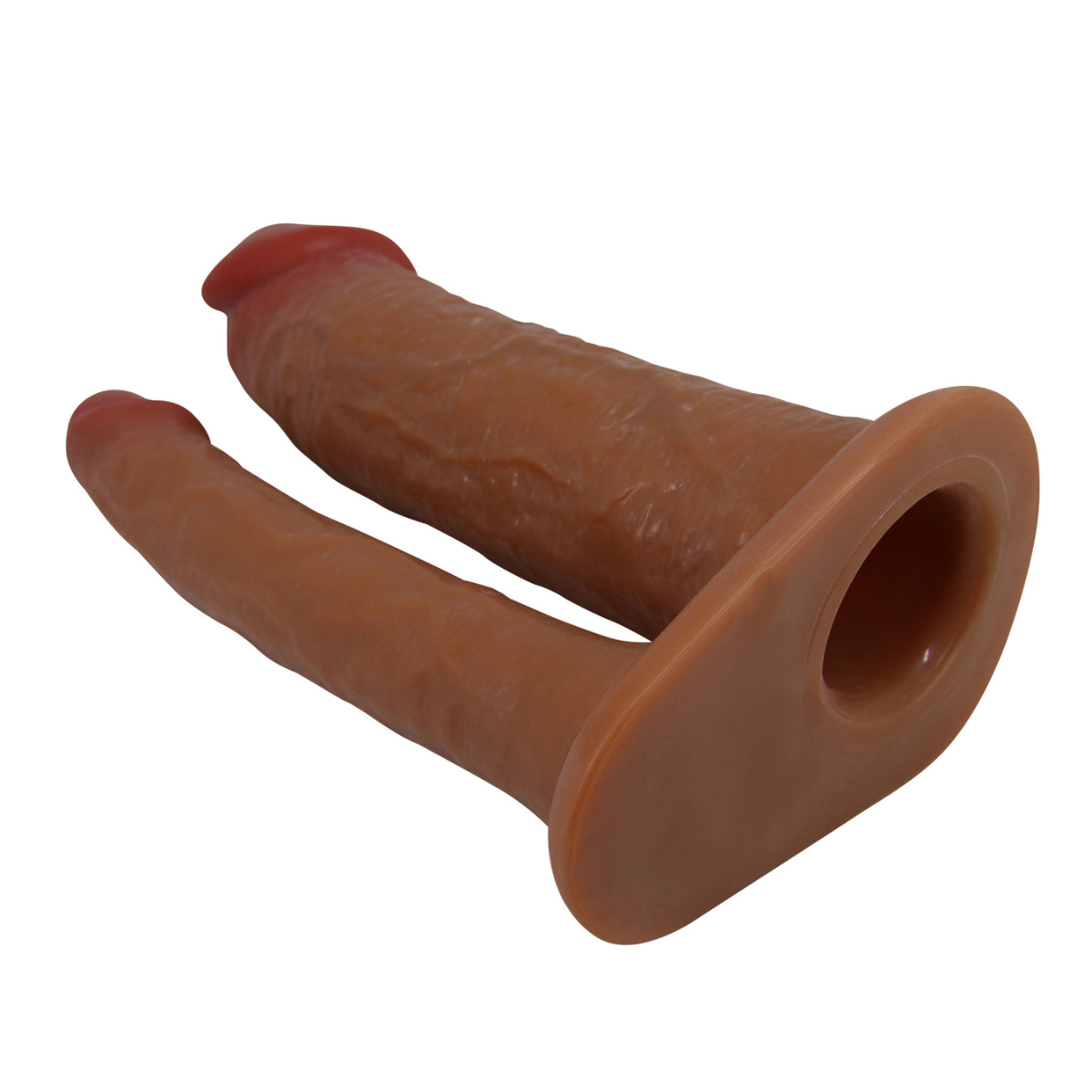 Pretty Love Yairon dual penis extender sleeve, 6.9 inches long, with textured silicone surface for enhanced stimulation.