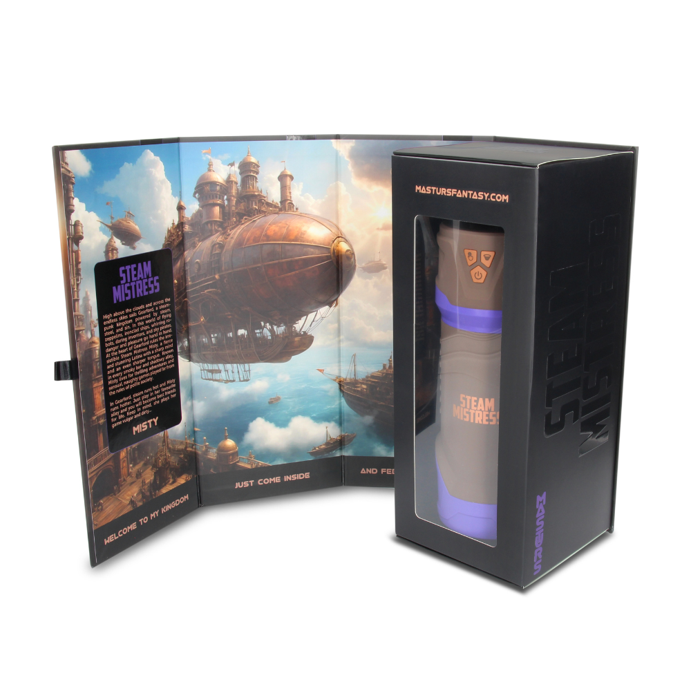 Shots Masturs Misty Steam Mistress Rechargeable vibrator with textured surface and ergonomic design, shown in a close-up image.