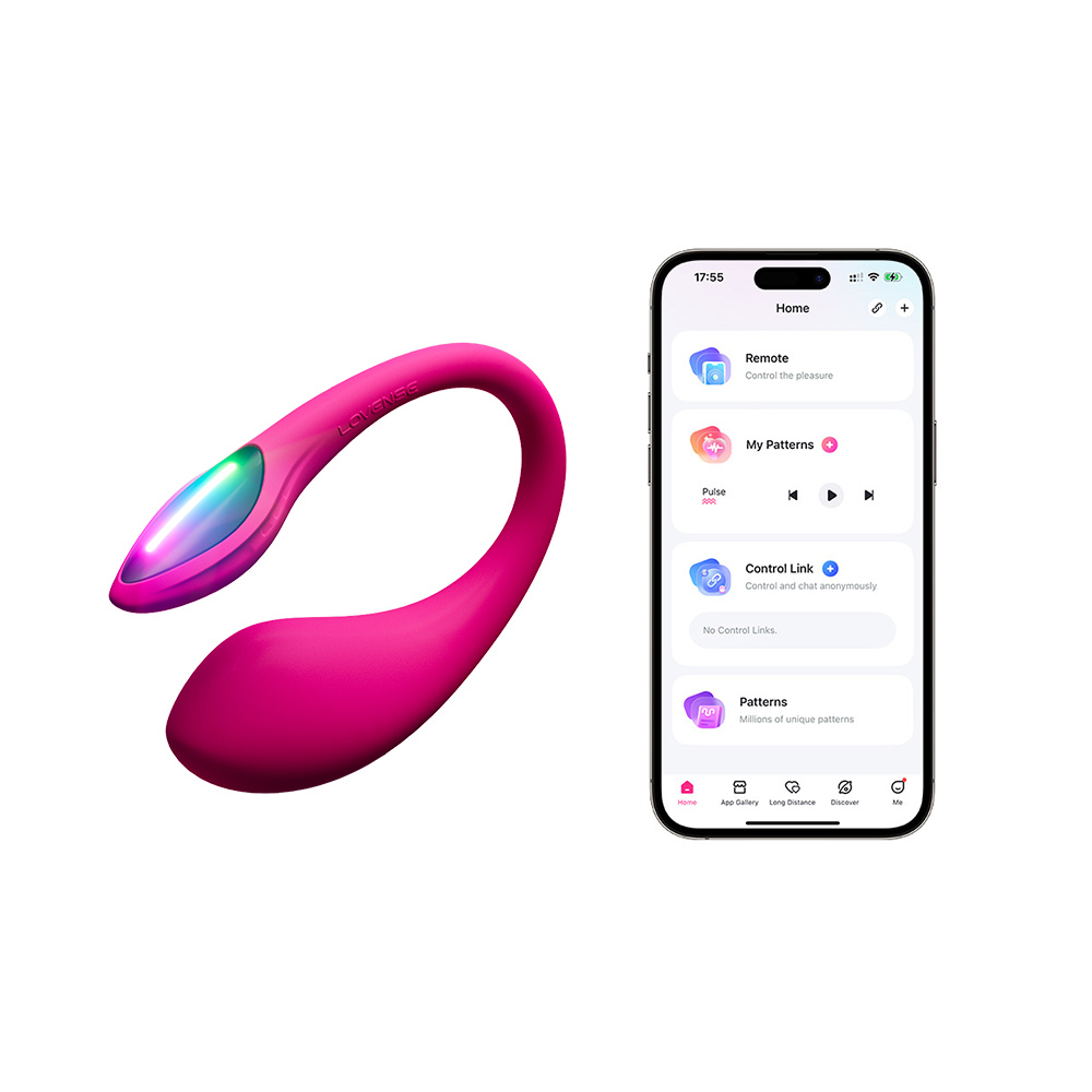 Lovense Lush Mini Bluetooth remote control vibrator shown in black with textured surface and compact design.