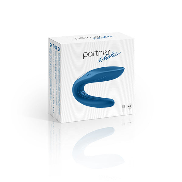 Blue Satisfyer Double Whale sex toy with dual-motor design and textured whale shape for enhanced pleasure.