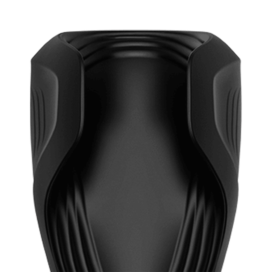 Black Satisfyer Men Wand vibrator with ergonomic handle and textured surface for targeted stimulation.