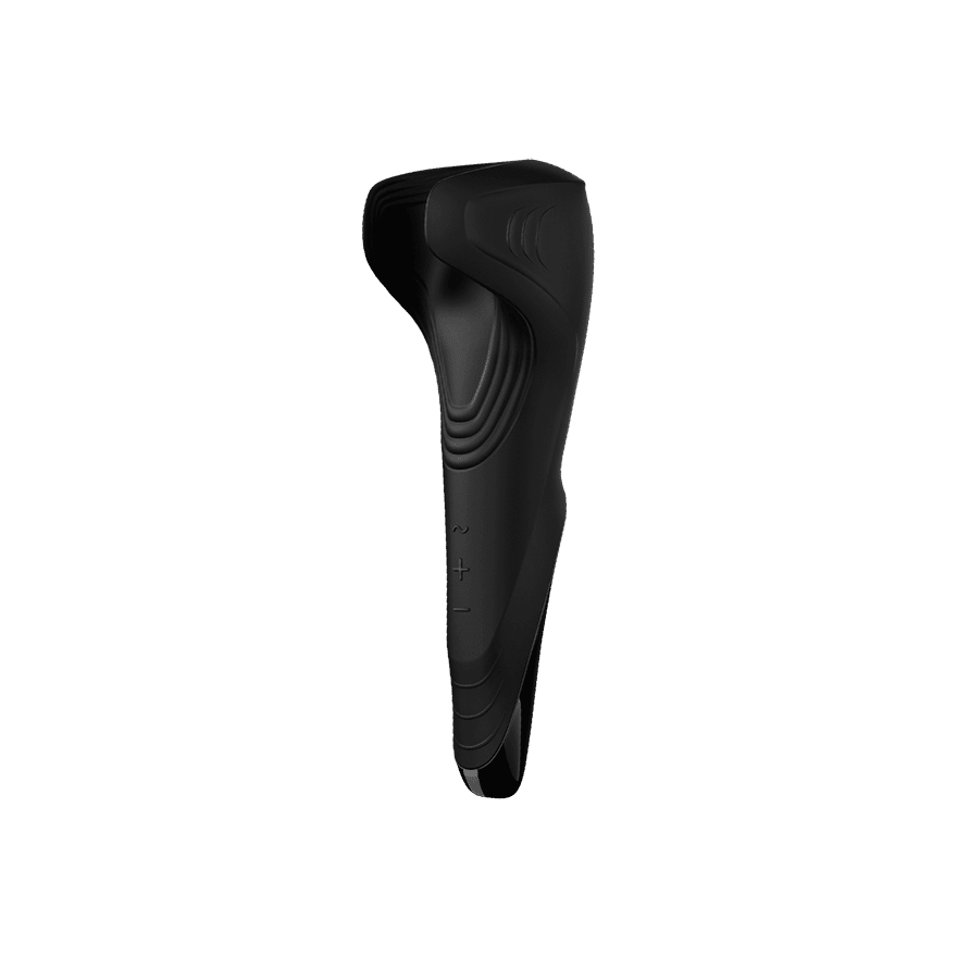 Black Satisfyer Men Wand personal massager with ergonomic handle and smooth surface for targeted pleasure.