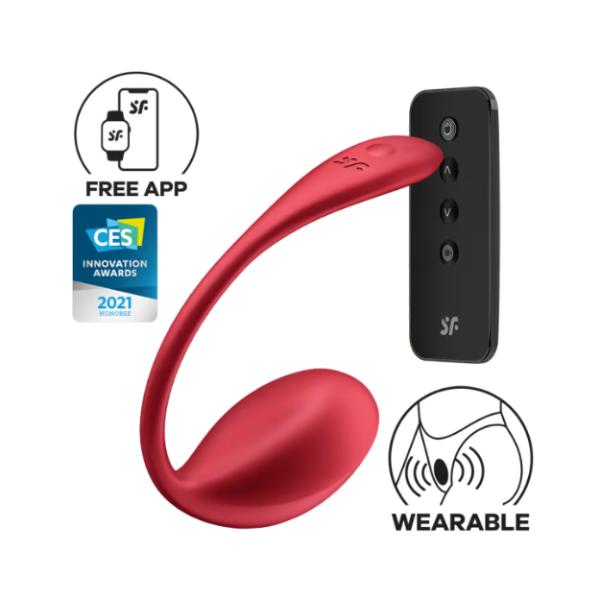 Satisfyer Shiny Petal Red personal massager with shiny red finish and petal-shaped design for enhanced pleasure.