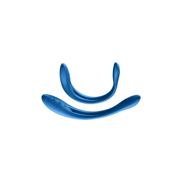 Dark blue Satisfyer Elastic Game vibrator with textured surface and flexible design, crafted for enhanced pleasure.