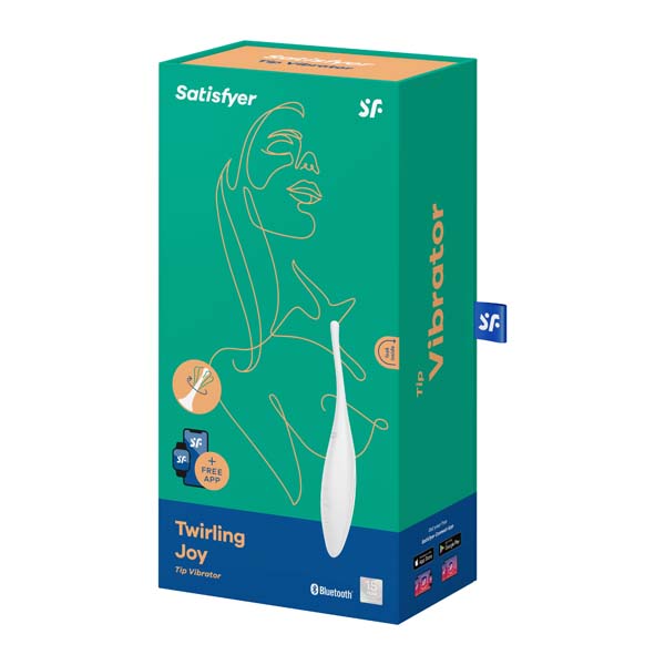 Satisfyer Twirling Joy personal massager with dual rotating heads and smooth silicone surface for pleasurable stimulation.