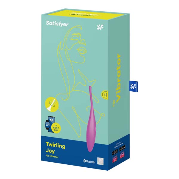 Satisfyer Twirling Joy personal massager with colorful twisting design and sleek body for intimate pleasure and relaxation.