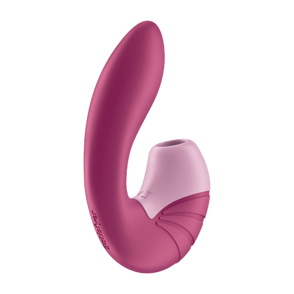 Satisfyer Supernova personal massager in vibrant pink with sleek ergonomic design and textured surface for targeted stimulation.
