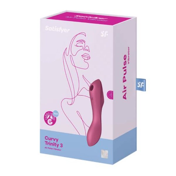 Satisfyer Curvy Trinity 3 Red vibrating sex toy with ergonomic design, shown in vibrant red color on a plain background.