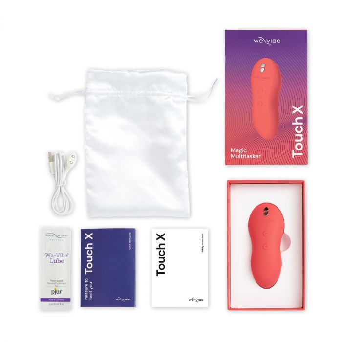 Luvland We Vibe Touch X Coral personal massager with smooth, curved design and textured surface for targeted stimulation.