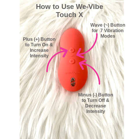 Luvland We Vibe Touch X Coral personal vibrator with smooth, curved design and textured surface for targeted stimulation.