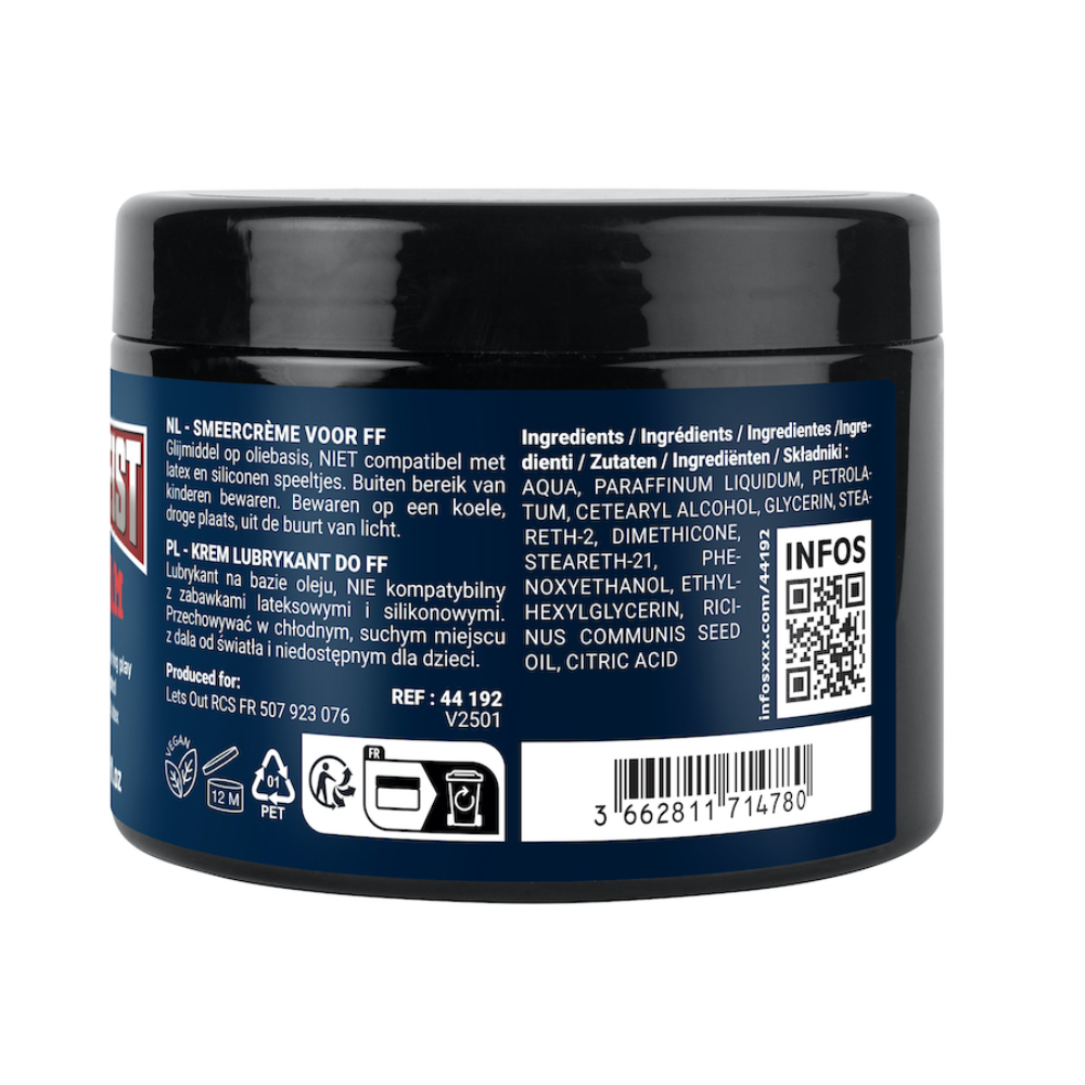 Luvland Fuck & Fist Ff Cream Oil-Based lubricant in 500ml bottle, smooth and moisturizing for intimate use