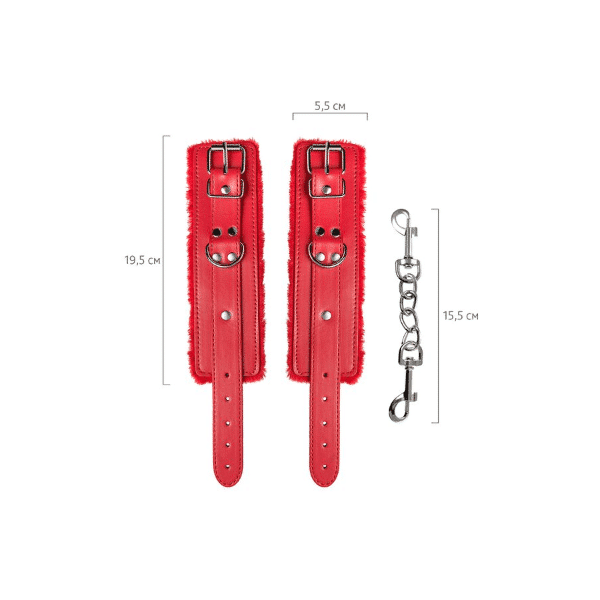 Red Anonymo Wrist Cuffs by Toyfa, featuring adjustable straps and metal hardware, shown on a plain background.