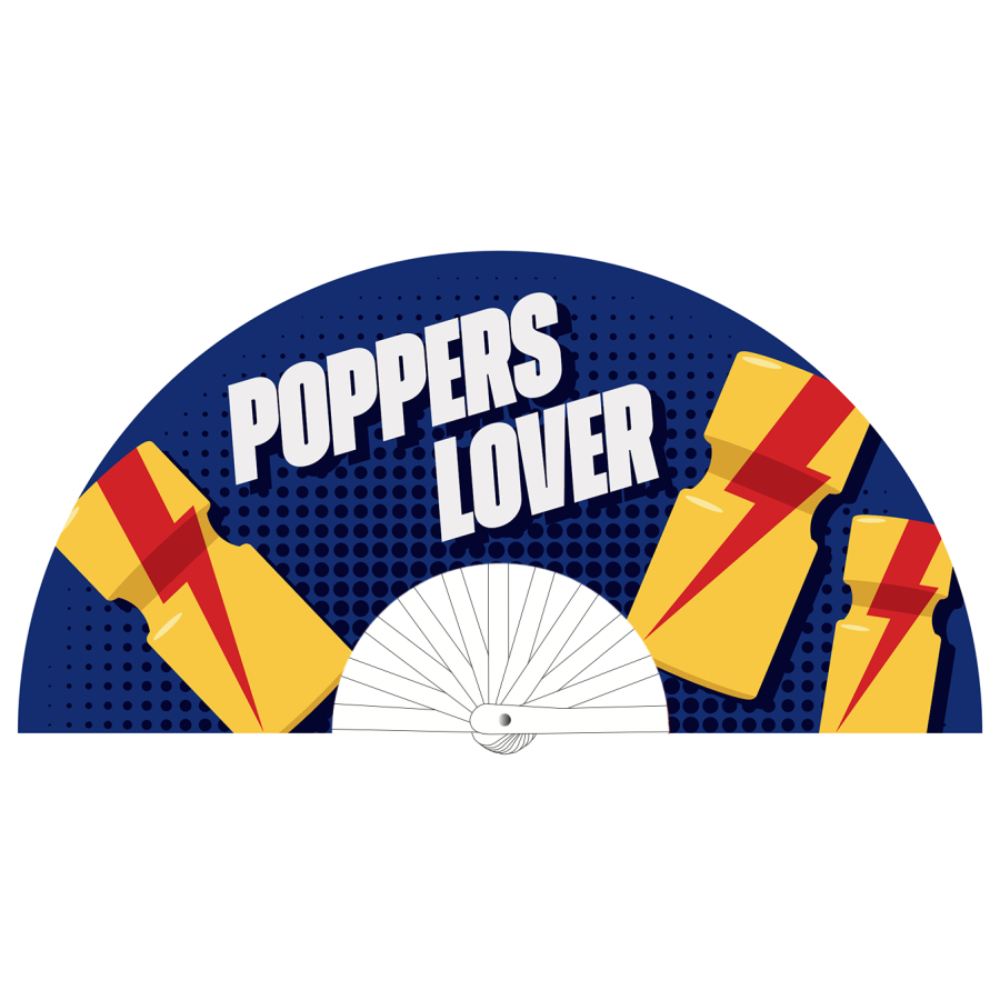 Luvland Fuck & Fist Handheld Fan Poppers Lover 64cm with graphic design, lightweight and portable for personal use.