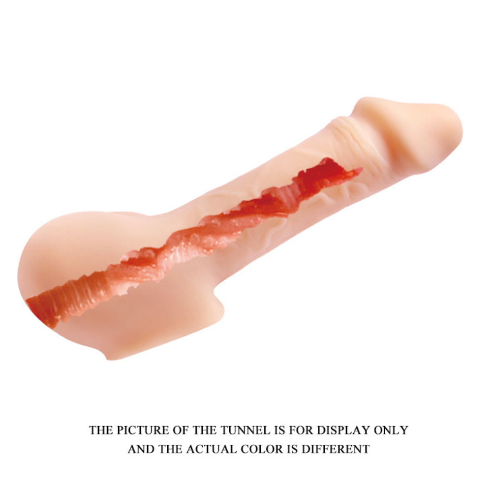 Luvland Bigger Man Plus Share male pleasure product, 9.5 inches/24cm flesh-colored realistic adult toy on white background