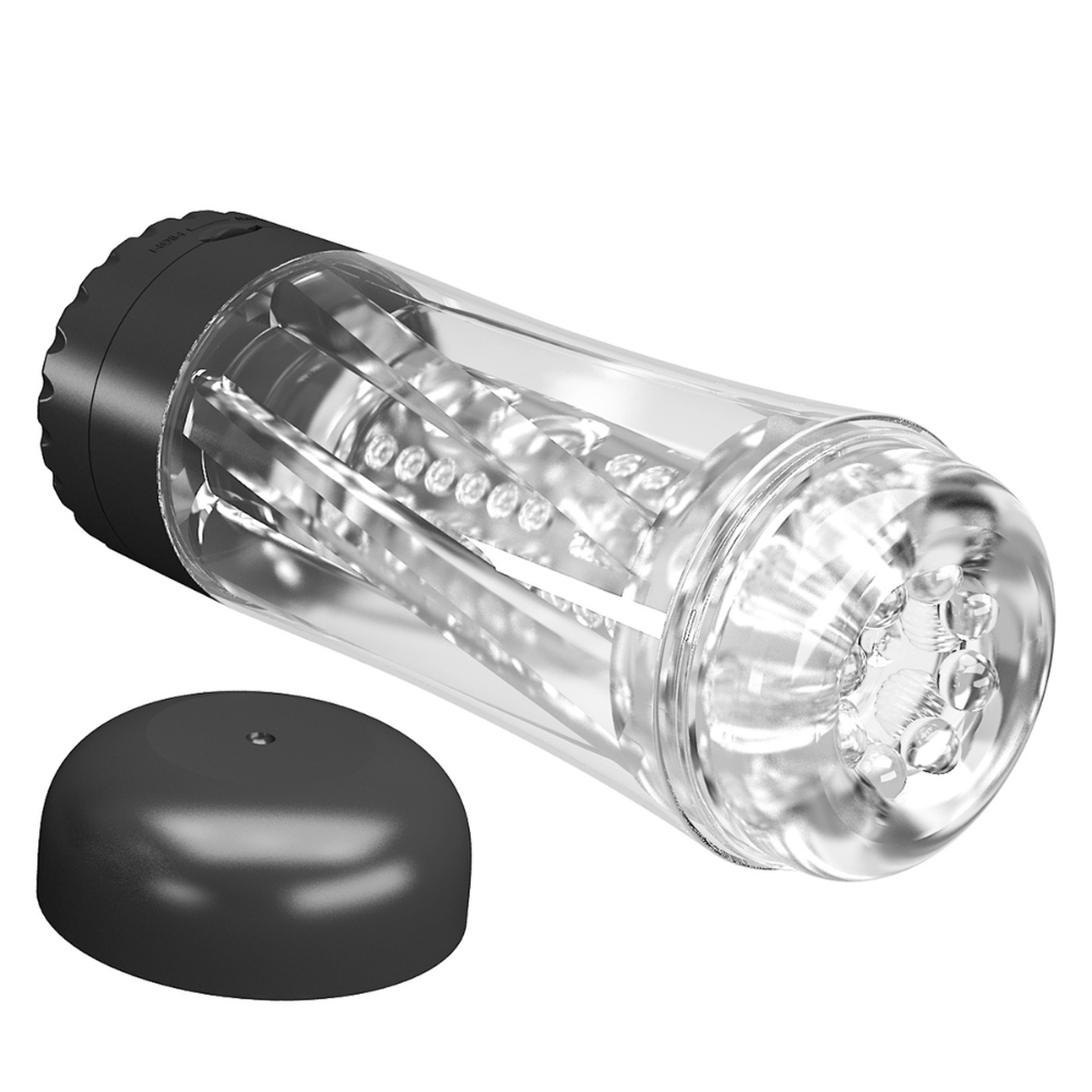 Clear Pretty Love Tamara vagina masturbator with textured interior for realistic sensation, designed for solo pleasure.