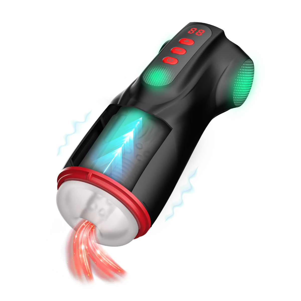 Shots Masturs Raven Shadow Sinner rechargeable vibrator with textured design and ergonomic shape for enhanced pleasure.