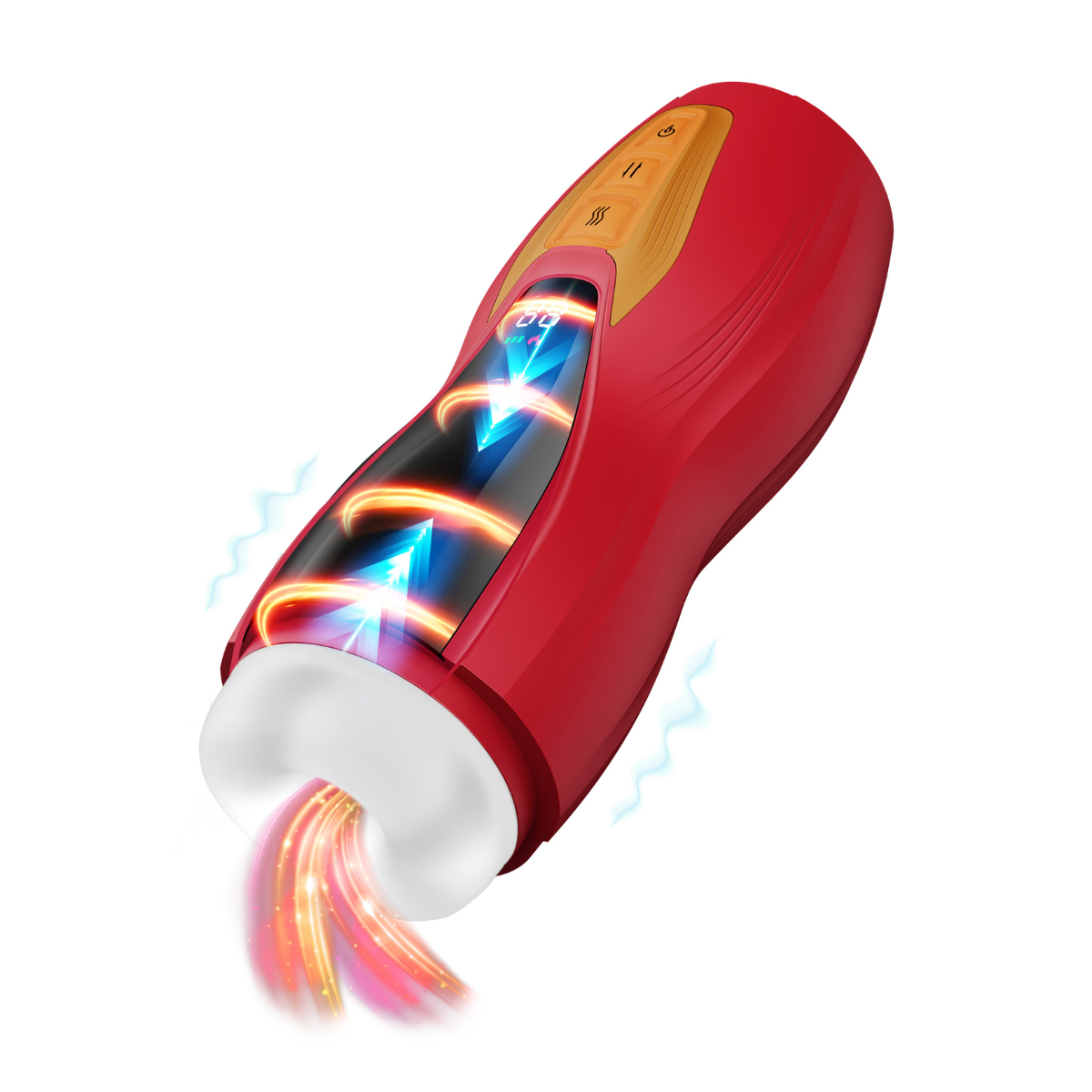 Shots Masturs Solara Fire Sorceress Rechargeable vibrator with detailed design and vibrant orange color.