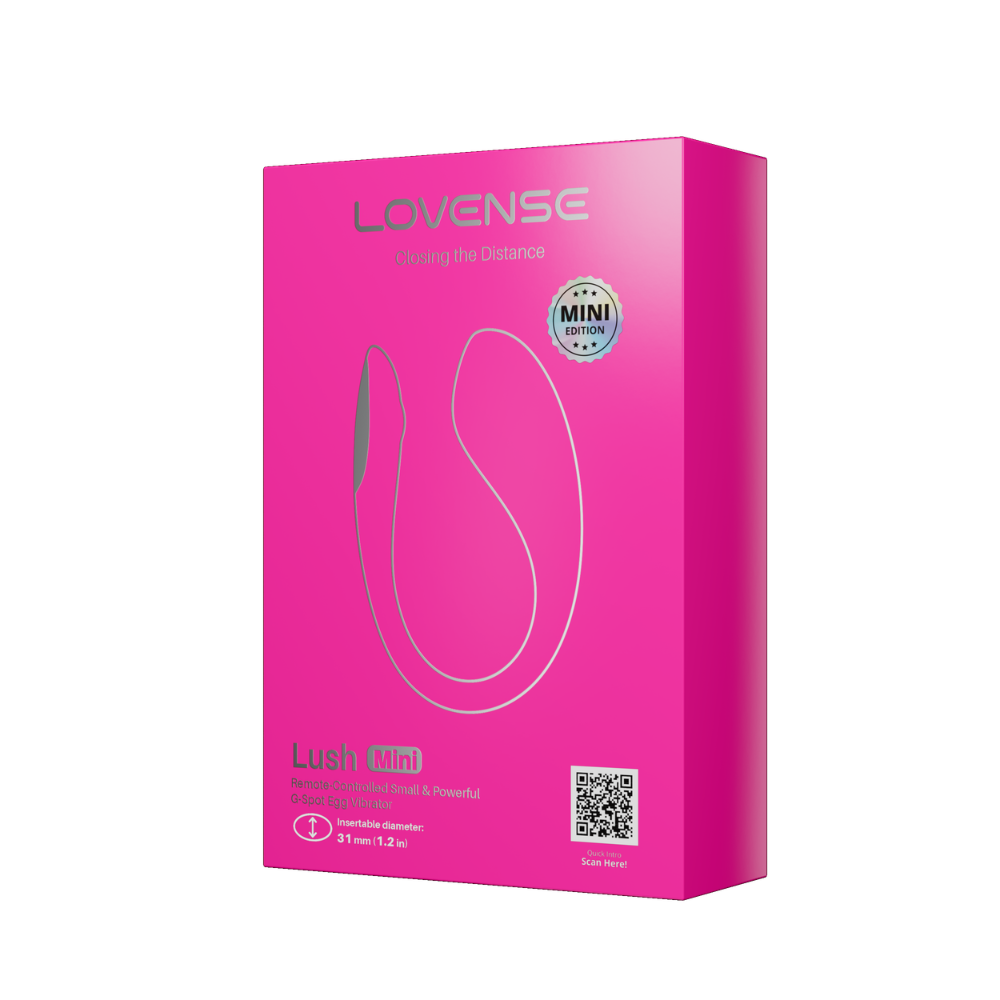 Lovense Lush Mini Bluetooth Remote Control Vibrator shown in black with compact, discreet design and control buttons.