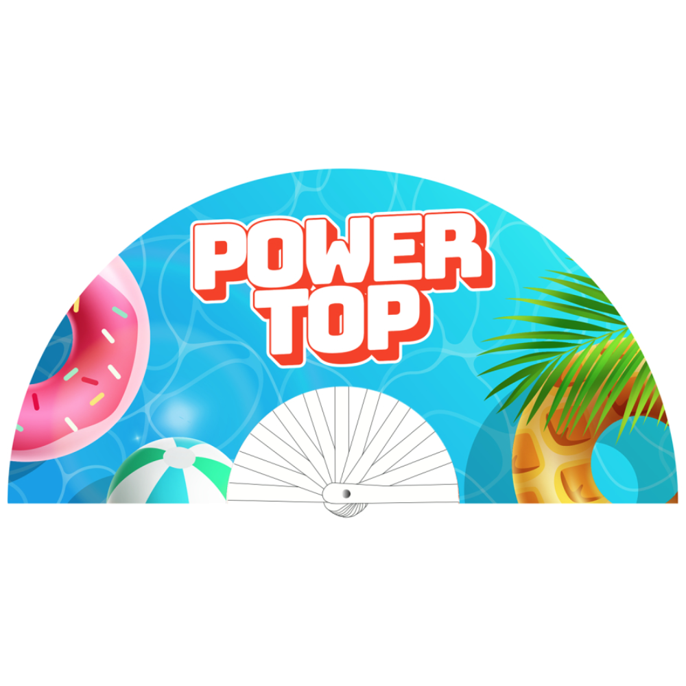 Luvland Fuck & Fist handheld fan with 64cm power top, compact and portable personal cooling device featuring bold design.