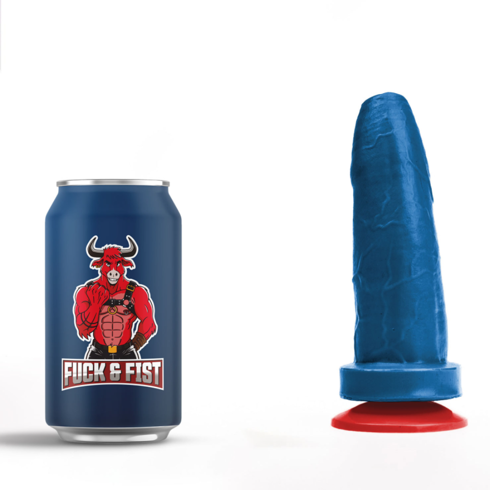 Blue Fuck & Fist Magni dildo by Luvland, featuring realistic details and smooth silicone texture for adult pleasure.