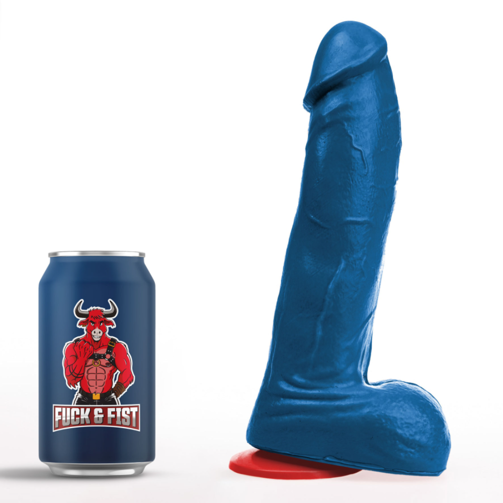 Blue Hoenir dildo with balls from Luvland, featuring realistic details and a smooth surface for adult pleasure.