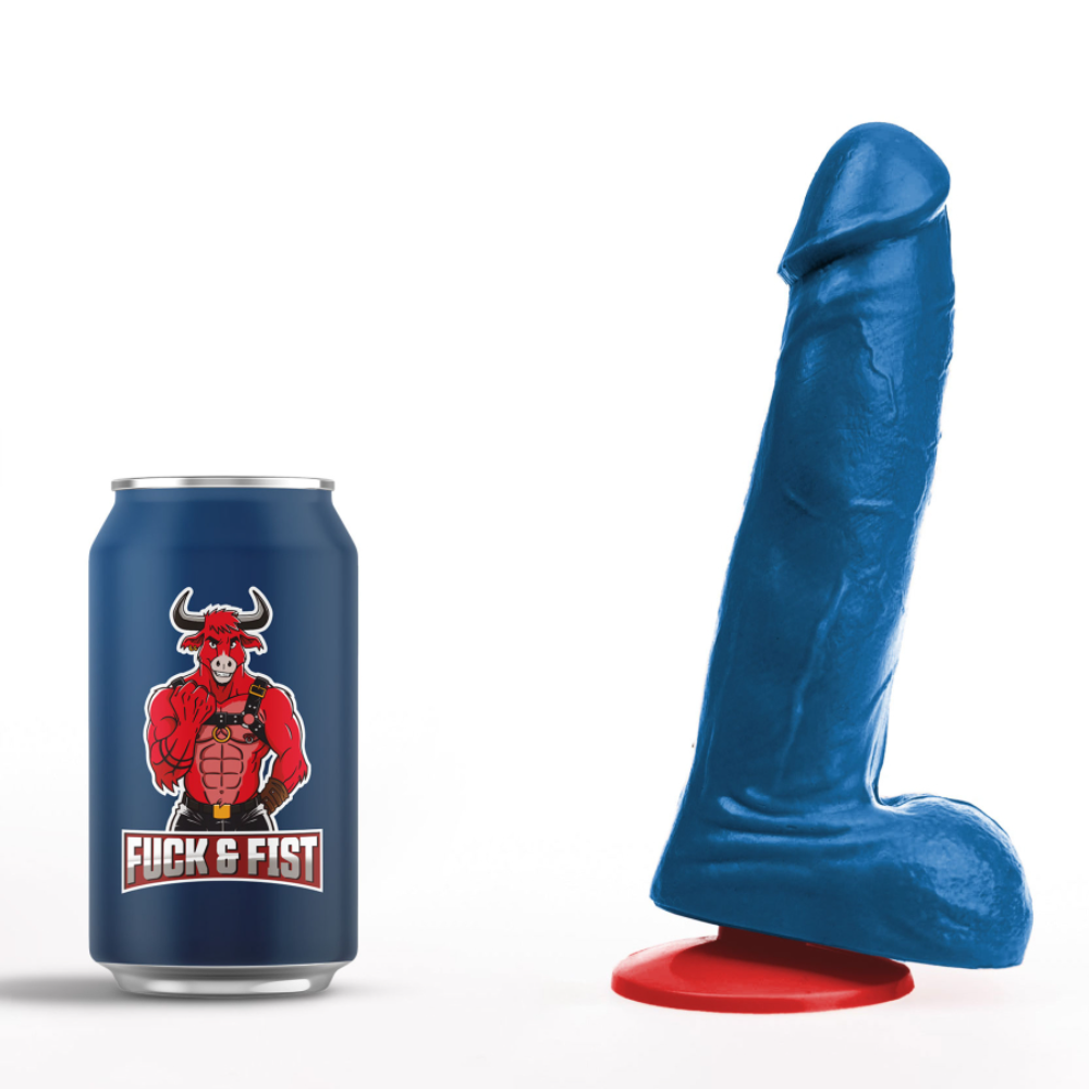 Blue Hoenir dildo with balls by Luvland, featuring realistic details and smooth silicone texture for intimate pleasure.