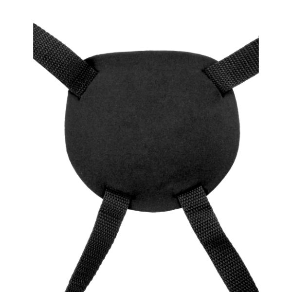 Pipedream Fetish Fantasy Series beginners harness with three O-rings, black adjustable leather strap and metal hardware for BDSM play