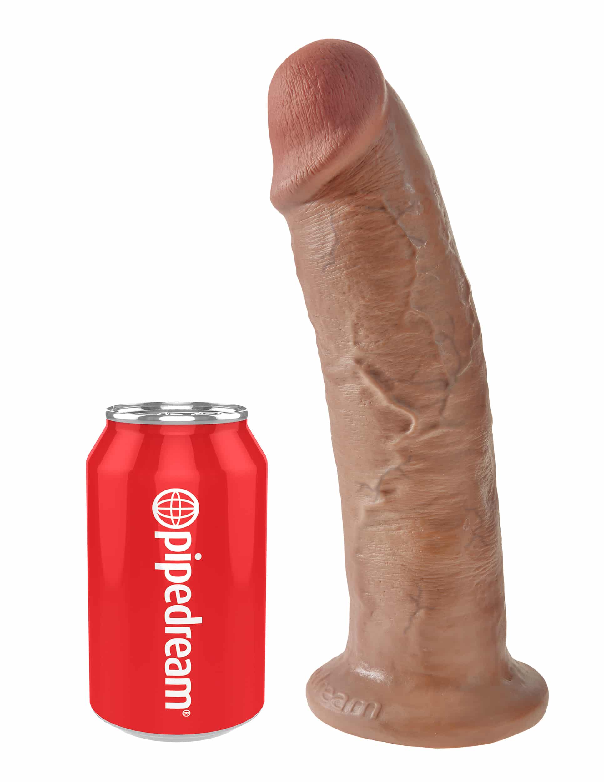 Tan King Cock 10-inch dildo by Pipedream, realistic details and lifelike texture, designed for adult pleasure.