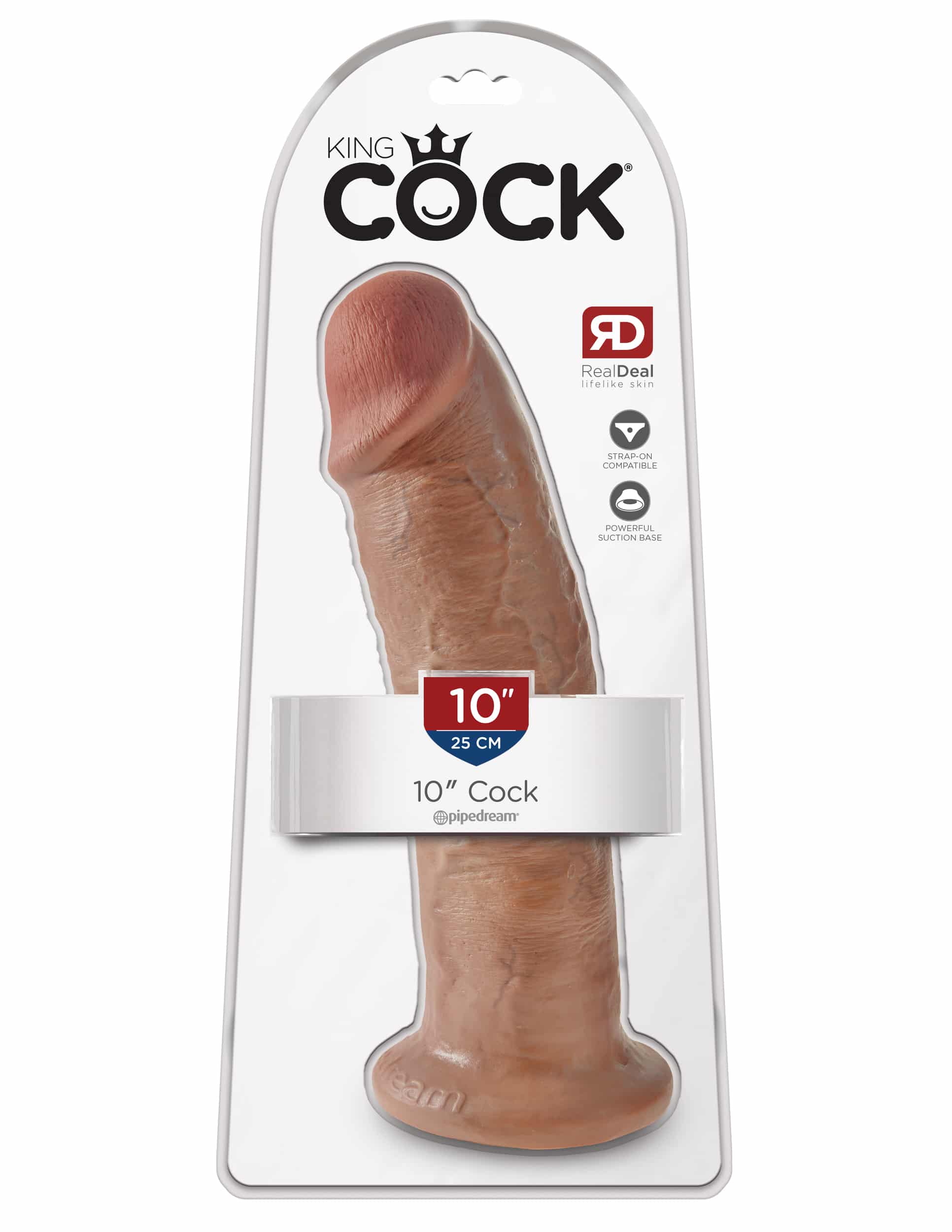 Tan King Cock 10-inch dildo by Pipedream with realistic details and textured surface.