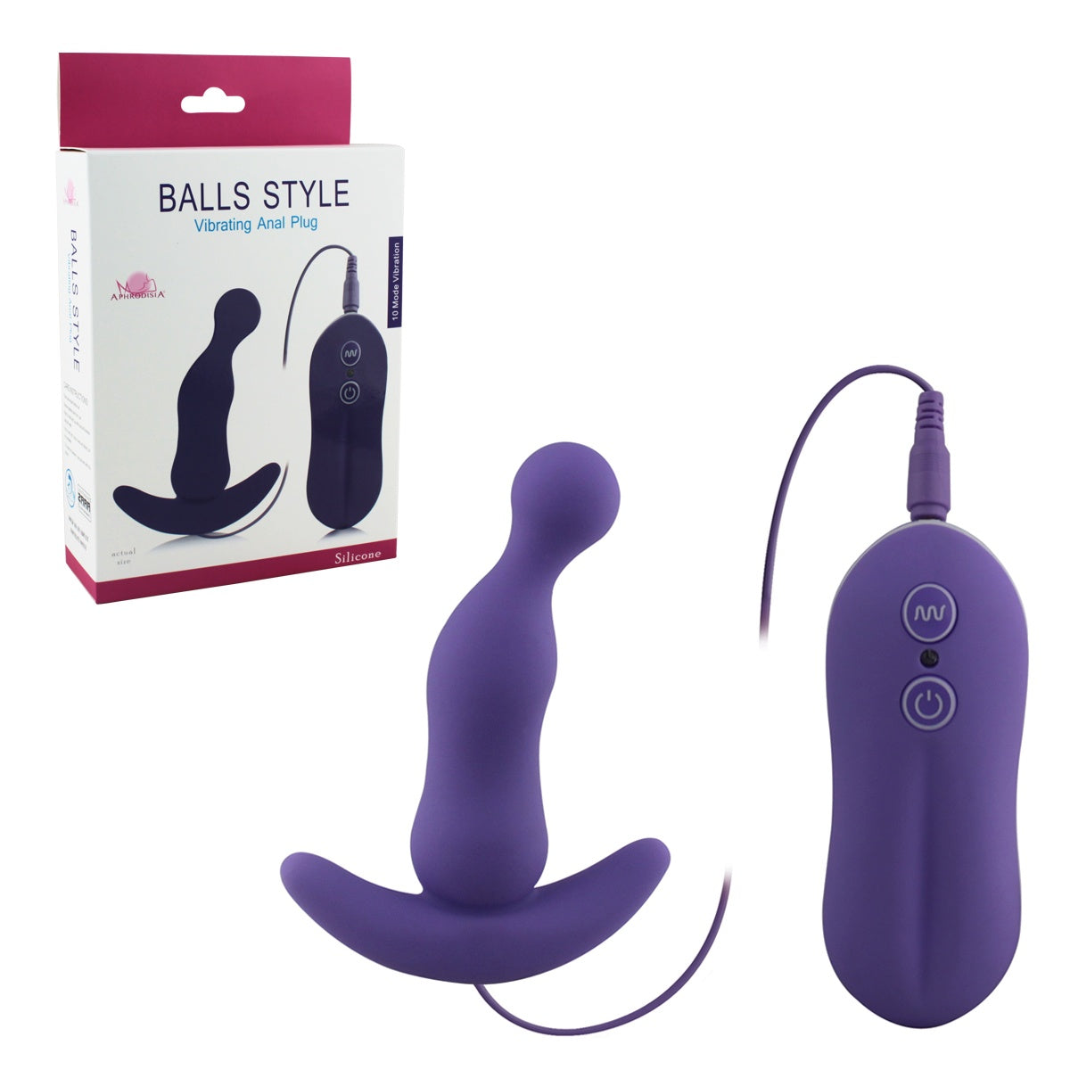 Howells Balls Style Vibrating Anal Plug in black, with smooth, rounded design and vibrating feature for enhanced pleasure.