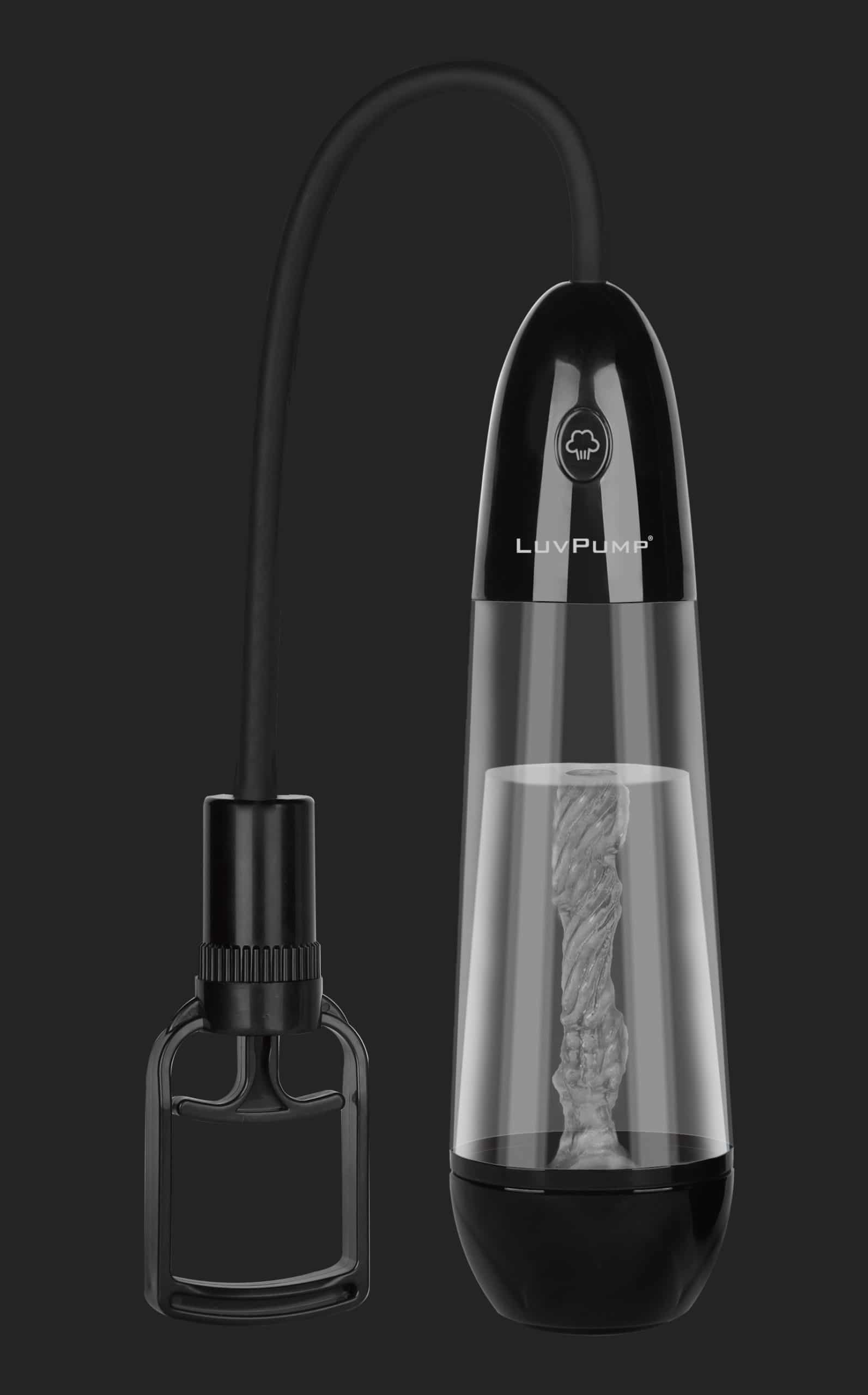 Realov Luvpump Fingergrip Pumping Masturbator with textured interior and ergonomic finger grip design for enhanced pleasure.