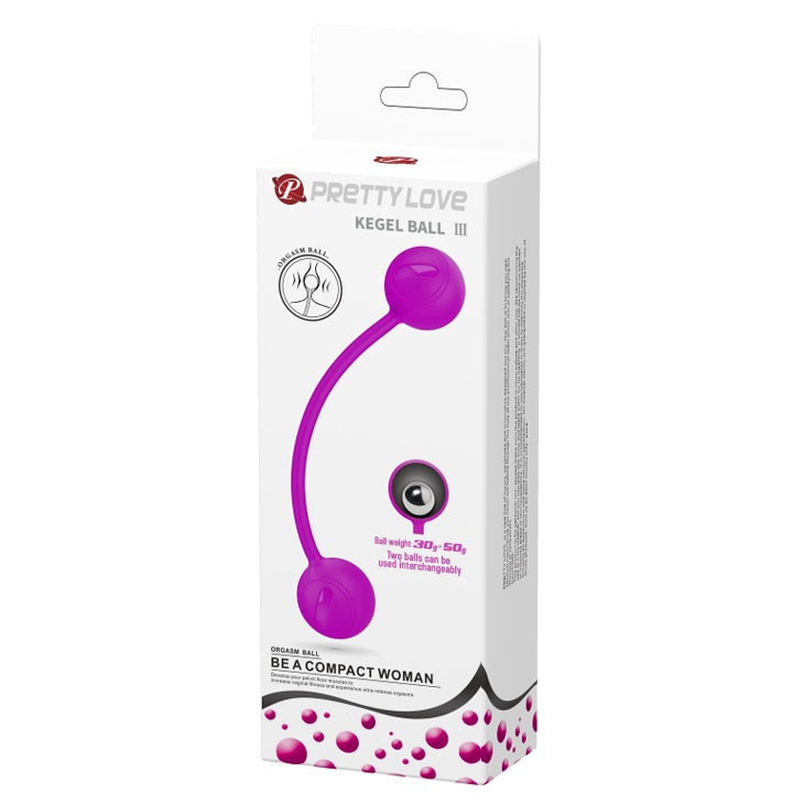 Pretty Love Kegel Ball III in soft pink with smooth surface and adjustable string for pelvic floor exercises.