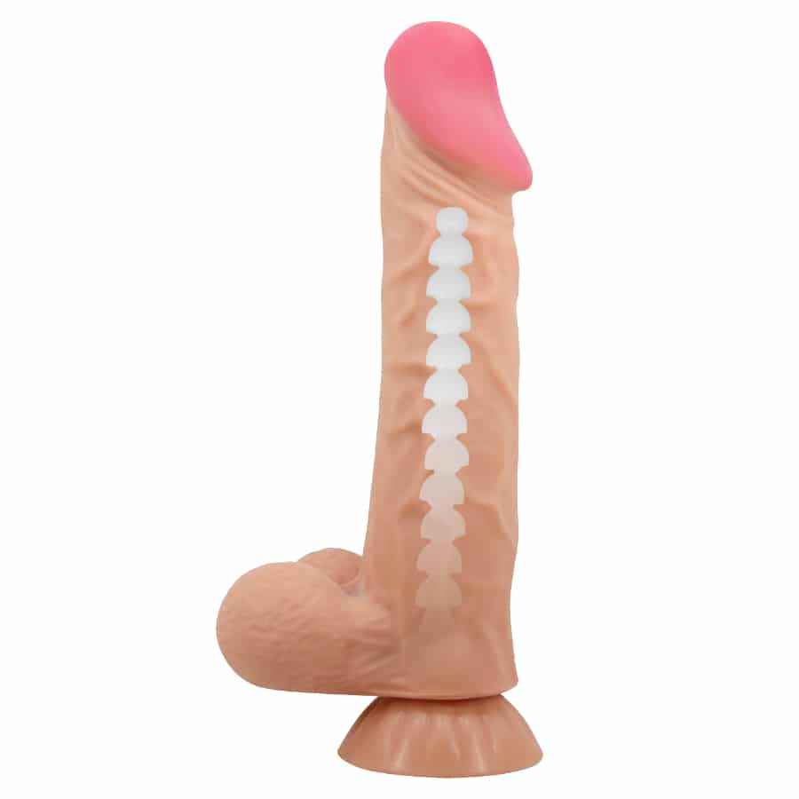 Luvland Pretty Love Orton Sliding Skin Series 9.4-inch flesh-colored adult pleasure toy on white background.