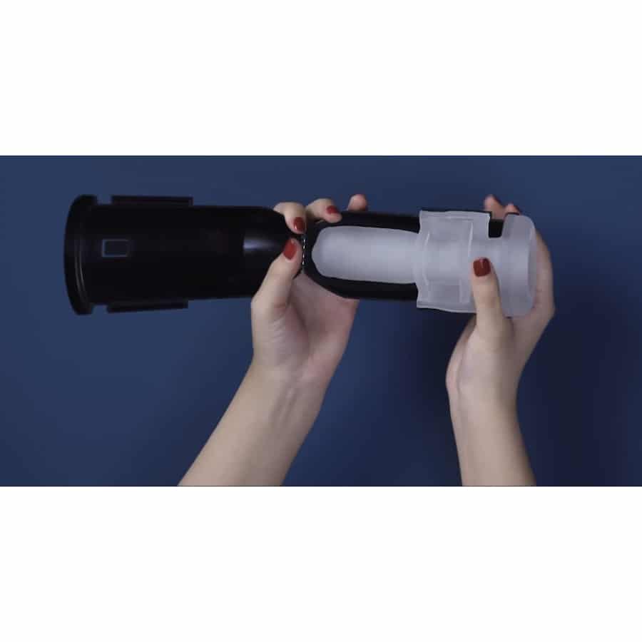 Luvland Solace Bluetooth automatic thrusting male masturbator with textured interior and sleek design.