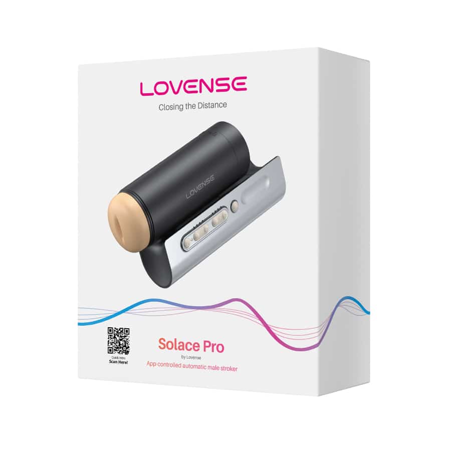 Lovense Solace Pro app-controlled male masturbator with realistic design and textured interior for enhanced pleasure.