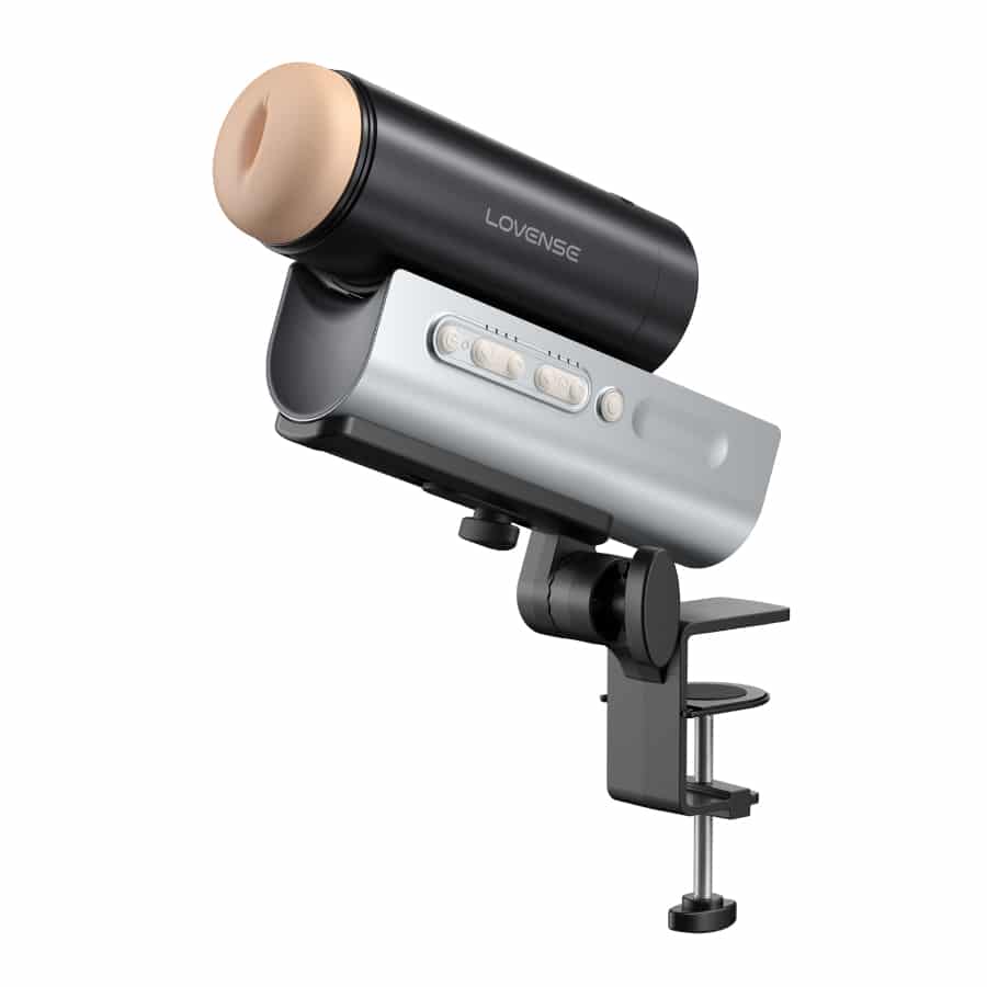 Lovense Solace Pro app-controlled automatic male masturbator showing sleek design and plush exterior.