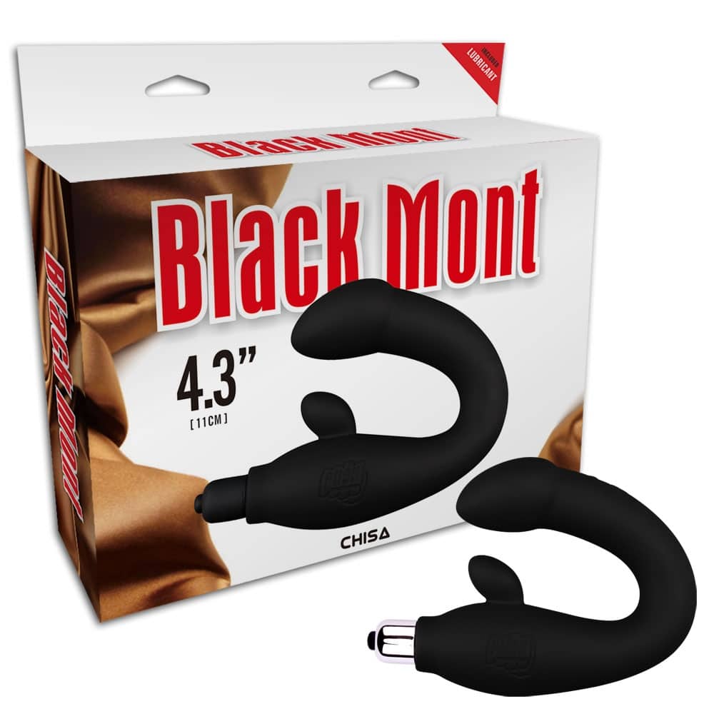 Black Chisa Mont P-Spot Perineum Massager with ergonomic design and smooth surface for targeted anal stimulation.