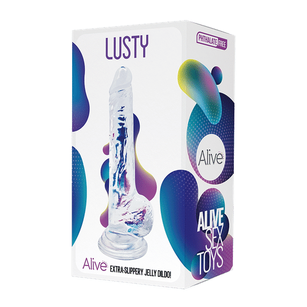 Clear Alive Lusty Jelly Dildo by Cnex, featuring a realistic, flexible design and smooth surface for comfortable use.