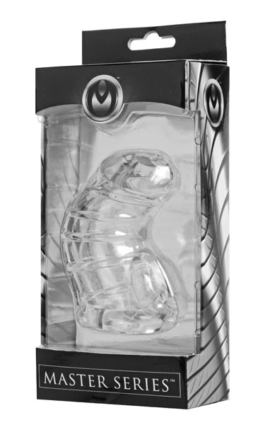 XR Master Series Detained Soft Body Chastity Cage for secure, comfortable male chastity and body restraint.