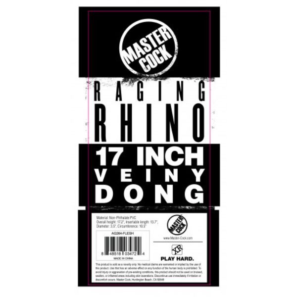 Luvland Master Cock Raging Rhino 17-inch dildo with realistic details, designed for adult pleasure and stimulation.